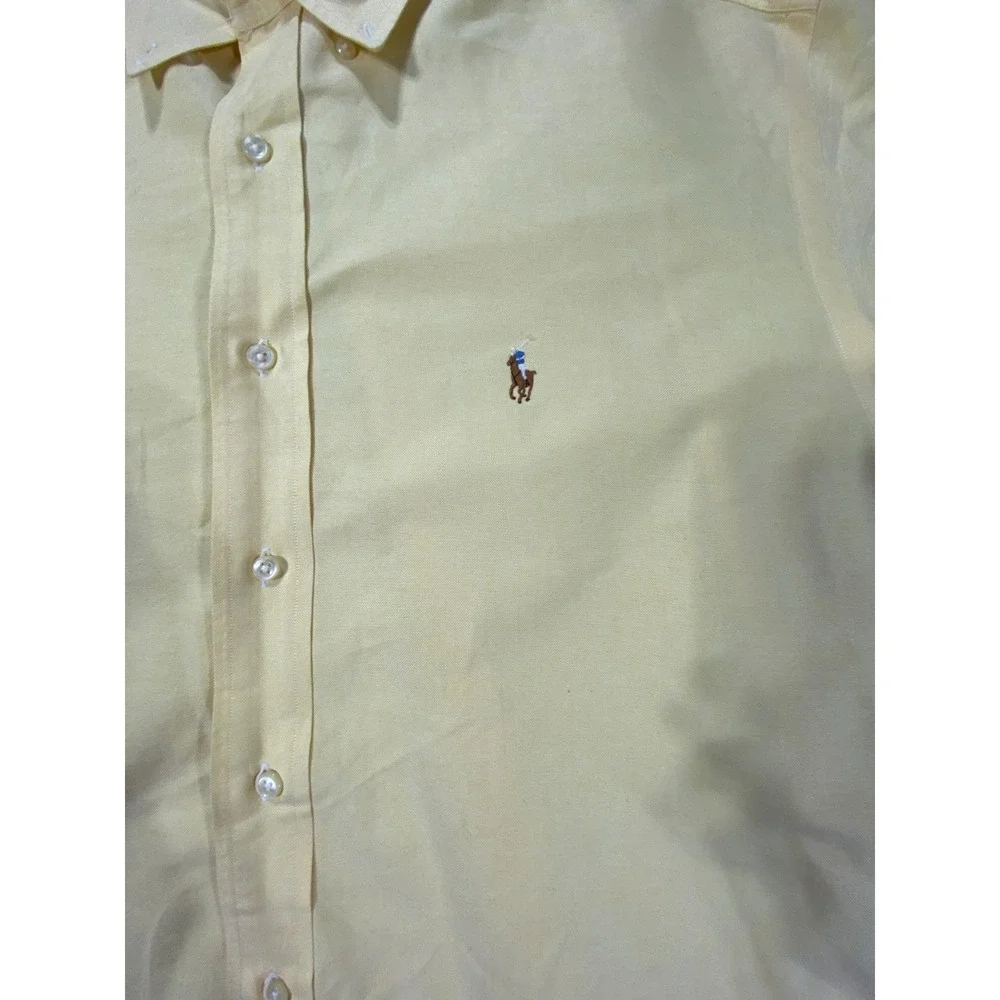 Polo‎ Ralph Lauren Dress Shirt Mens 17-35 Yellow Yarmouth Business Button Down